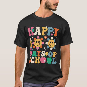 Groovy Teacher Student 100th Day Of School Happy 1 T-Shirt