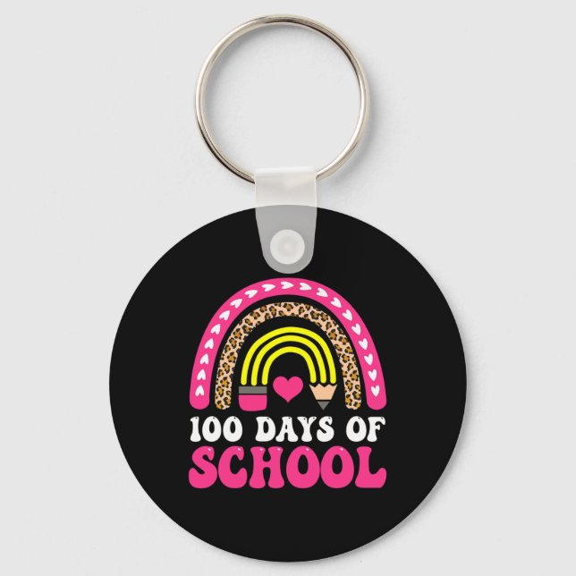 Groovy Teacher Valentine Back to School 100 Days o Key Ring (Front)