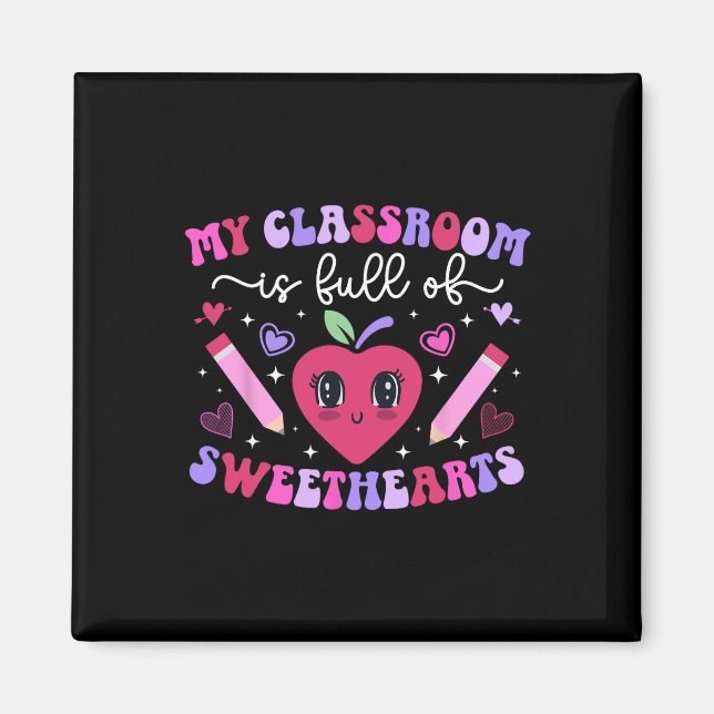 Groovy Teacher Valentine Teaching Valentines Day  Magnet (Front)