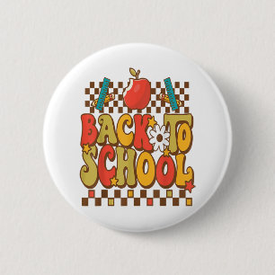 Groovy Teacher Vibes Elementary Retro Welcome Back 6 Cm Round Badge