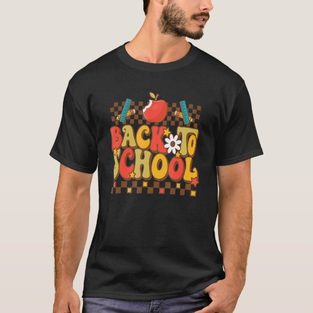 Groovy Teacher Vibes Elementary Welcome Back To Sc T-Shirt (Front)