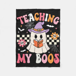 Groovy Teaching My Boos Teacher Ghost Halloween Te Fleece Blanket