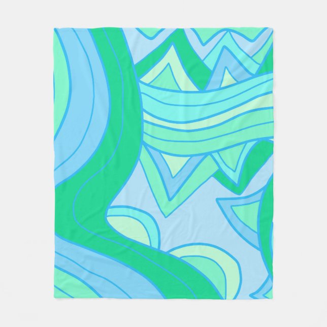 Groovy Teal Fleece Blanket (Front)