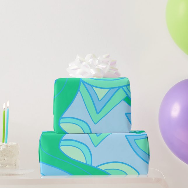 Groovy Teal Wrapping Paper (Party Gifts)