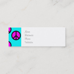 Groovy Teen Hippie Teal and Purple Peace Signs Mini Business Card