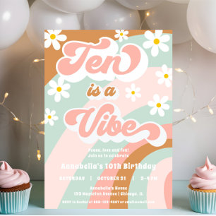 Groovy Ten is a Vibe retro pastels 10th birthday Invitation