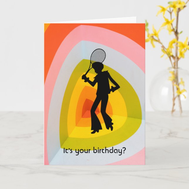 Groovy Tennis Disco Dancer Card (Yellow Flower)