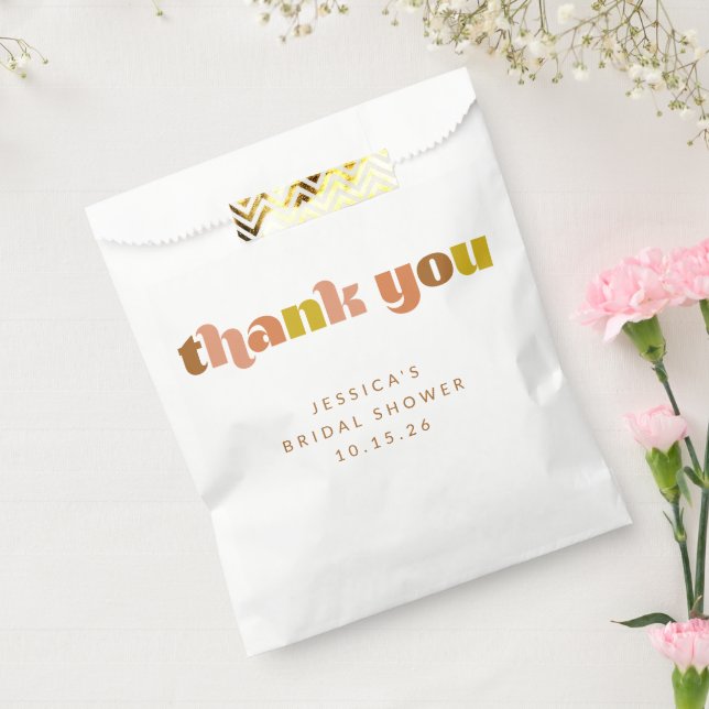 Groovy Terracotta Peach Retro Text Custom Shower  Favour Bags (Sealed)