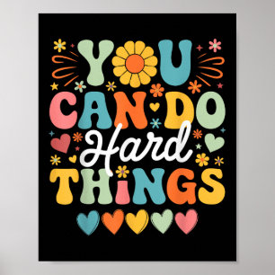 Groovy Test Day Teacher You Can Do Hard Things Men Poster