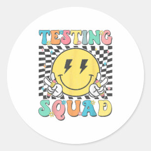 Groovy Test Day Testing Squad Motivation Teacher S Classic Round Sticker