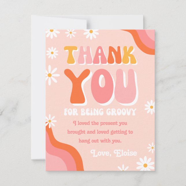 Groovy Thank You Card | Retro Thank You Card (Front)