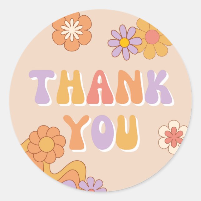 Groovy Thank You Sticker | Groovy Favour Tag (Front)