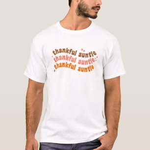 Groovy Thankful Auntie Vintage Fall Autumn Thanksg T-Shirt