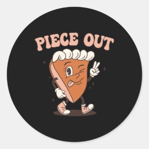 Groovy Thankful Pumpkin Pie Retro Piece Out Thanks Classic Round Sticker