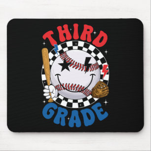 Groovy Third Grade Team Baseball First Day Of Scho Mouse Mat