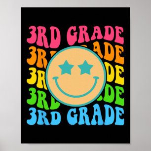 Groovy Third Grade Vibes Face Retro Teachers Back Poster
