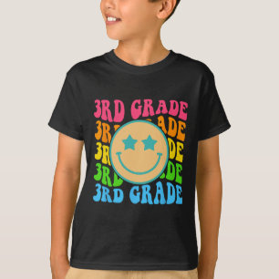 Groovy Third Grade Vibes Face Retro Teachers Back  T-Shirt