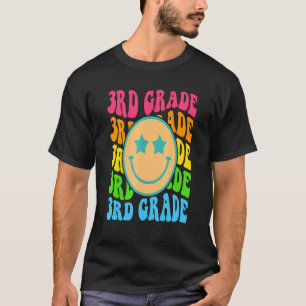Groovy Third Grade Vibes Face Retro Teachers Back T-Shirt
