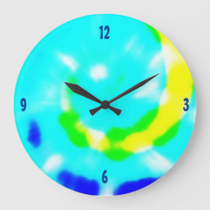Groovy Tie Dye Design Large Clock