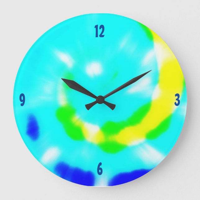 Groovy Tie Dye Design Large Clock (Front)