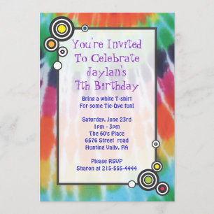 Groovy Tie Dye Happy Birthday Party Invitation