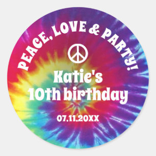 Groovy Tie Dye Hippie Party Classic Round Sticker
