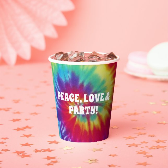 Groovy Tie Dye Hippie Party Paper Cups (Insitu)