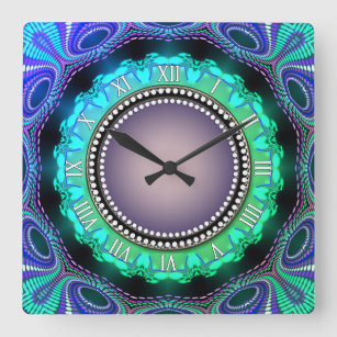 Groovy Time Aqua Green Purple Wall Clock