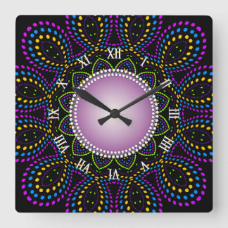 Groovy Time Colourful Backlight Swirl  Square Wall Clock
