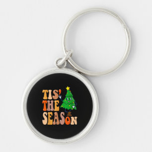 Groovy Tis The Season Christmas Pine Tree Key Ring
