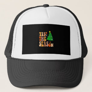 Groovy Tis The Season Christmas Pine Tree Trucker Hat