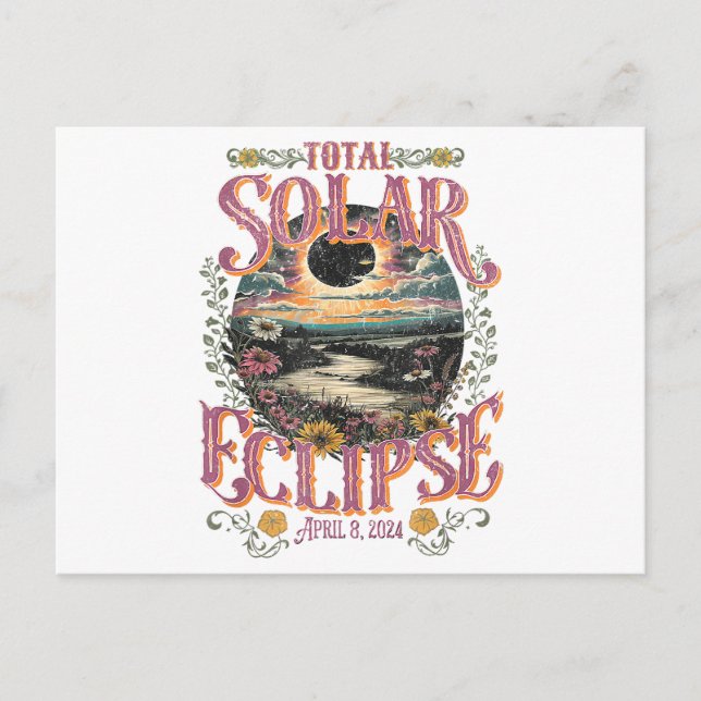 Groovy Total Solar Eclipse April 8 2024 Astronomy  Postcard (Front)