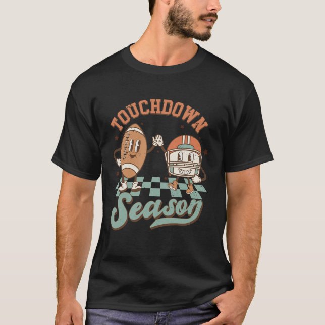 Groovy Touchdown Season Football Lightning Bolt Ga T-Shirt (Front)