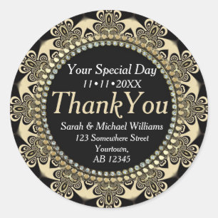 Groovy Tribal Flower Thank You Stickers