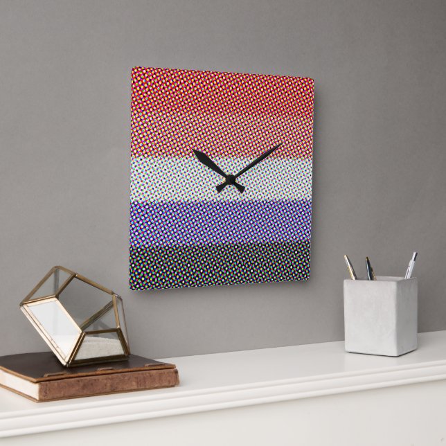 Groovy Trippy Abstract Cupioromantic Pride Flag Square Wall Clock (Office)