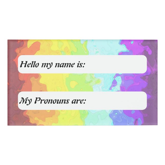 Groovy Trippy Boho Customisable Neurogender Pride Name Tag (Front)