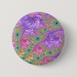 Groovy Trippy Boho Jewel Tone Rainbow Fractal 6 Cm Round Badge