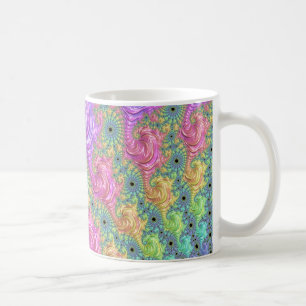 Groovy Trippy Boho Jewel Tone Rainbow Fractal Coffee Mug