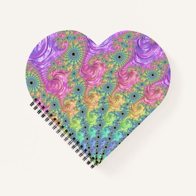 Groovy Trippy Boho Jewel Tone Rainbow Fractal Notebook (Front)