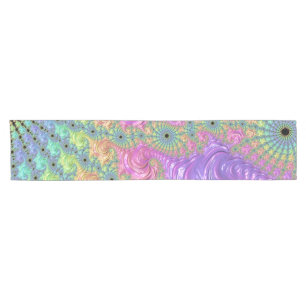 Groovy Trippy Boho Jewel Tone Rainbow Fractal Short Table Runner