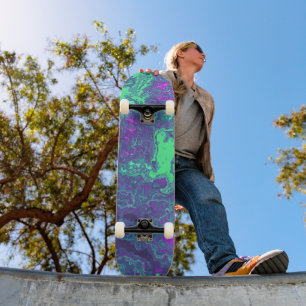Groovy Trippy Colourful Swirly Abstract Marble Art Skateboard