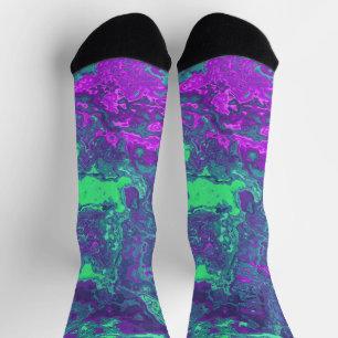 Groovy Trippy Colourful Swirly Abstract Marble Art Socks