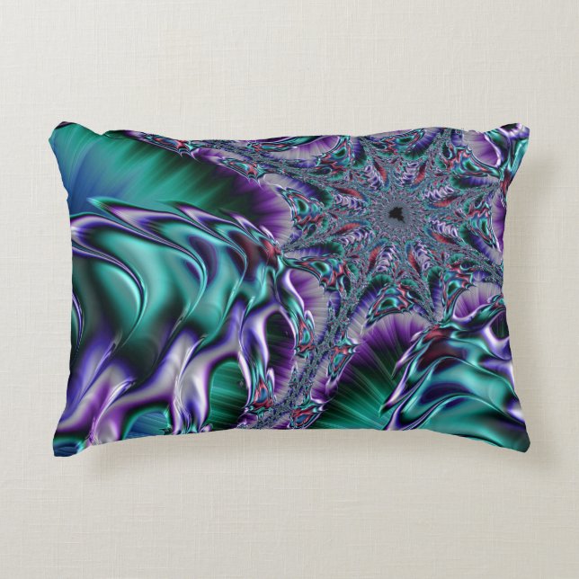 Groovy Trippy Funky Psychedelic Fractal Art Decorative Cushion (Front)