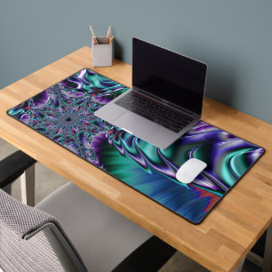 Groovy Trippy Funky Psychedelic Fractal Art Desk Mat