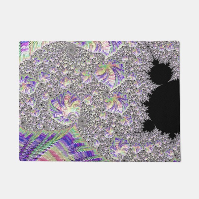 Groovy Trippy Funky Psychedelic Fractal Art Doormat (Front)
