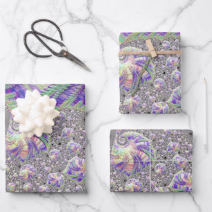 Groovy Trippy Funky Psychedelic Fractal Art Wrapping Paper Sheet