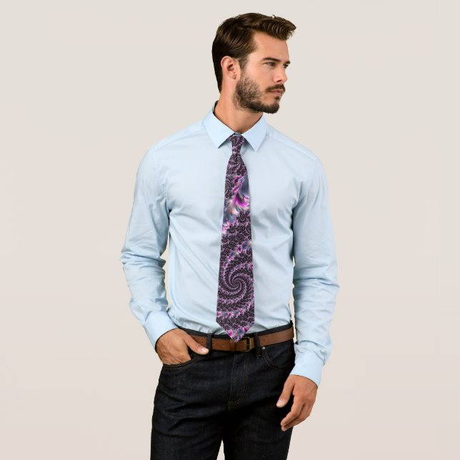 Groovy Trippy Funky Psychedelic Spiral Fractal Art Tie (In Situ)