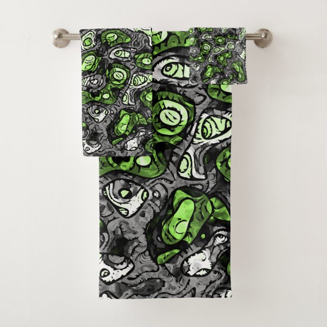 Groovy Trippy Grungy Funky Abstract Agender Pride Bath Towel Set (Insitu)