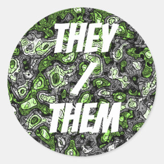 Groovy Trippy Grungy Funky Abstract Agender Pride Classic Round Sticker