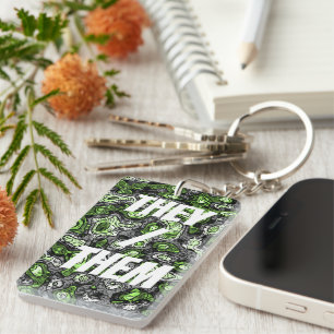 Groovy Trippy Grungy Funky Abstract Agender Pride Key Ring